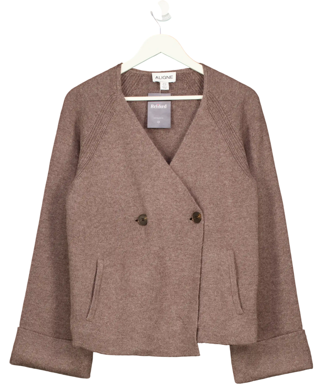 ALIGNE Brown Hampton Double-breasted Cardigan UK 8