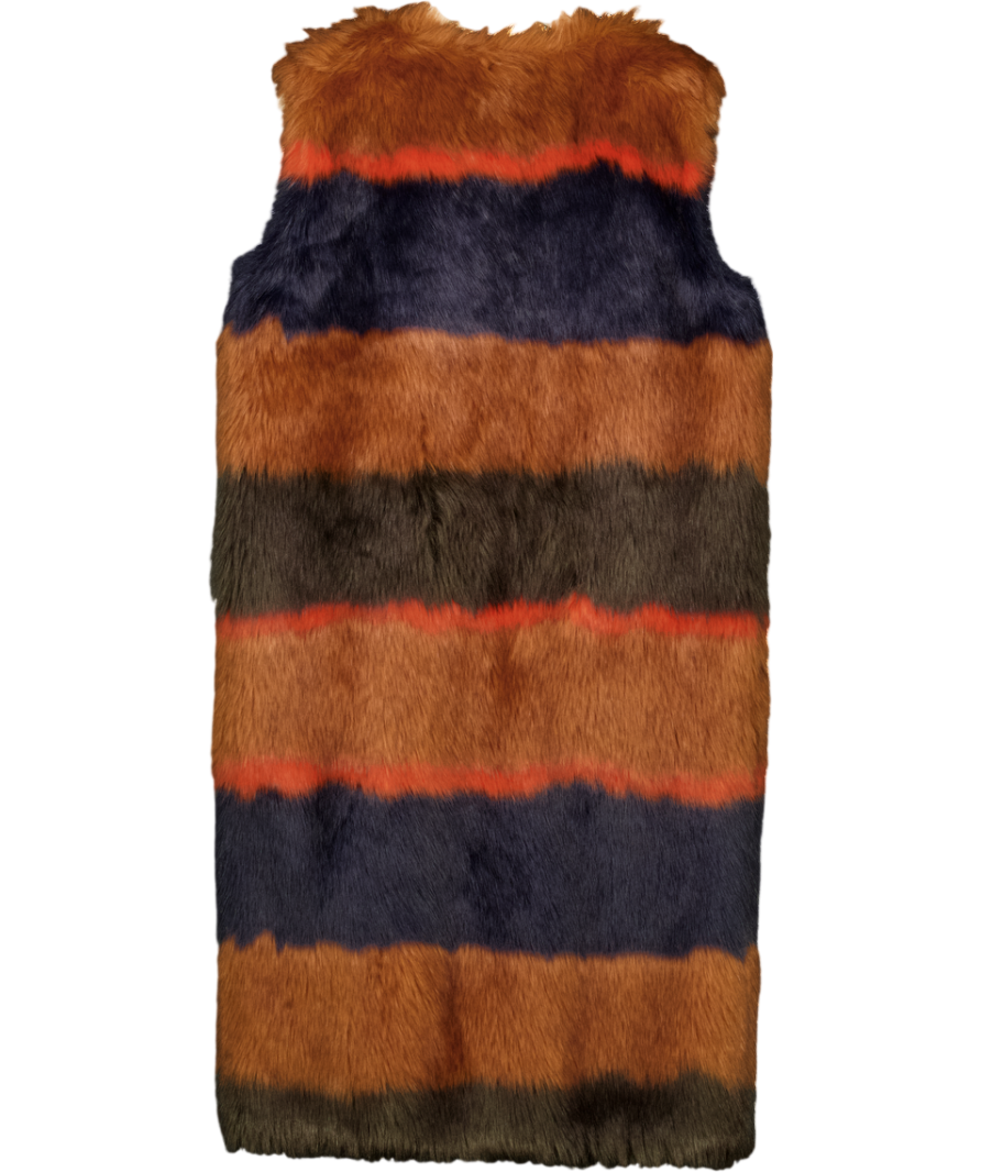 DIESEL Multicoloured Reversible Fux Fur / Aztec Knit Longline Gilet UK S