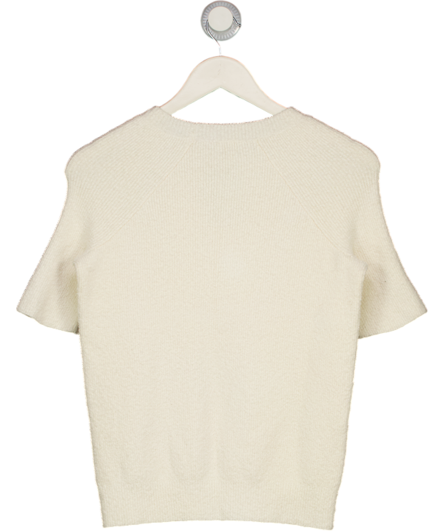TOTEME Ivory White Organic Cotton-blend Bouclé Top UK S