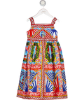 DOLCE & GABBANA Multicoloured Kids Carretto-print Poplin Dress 6 Years
