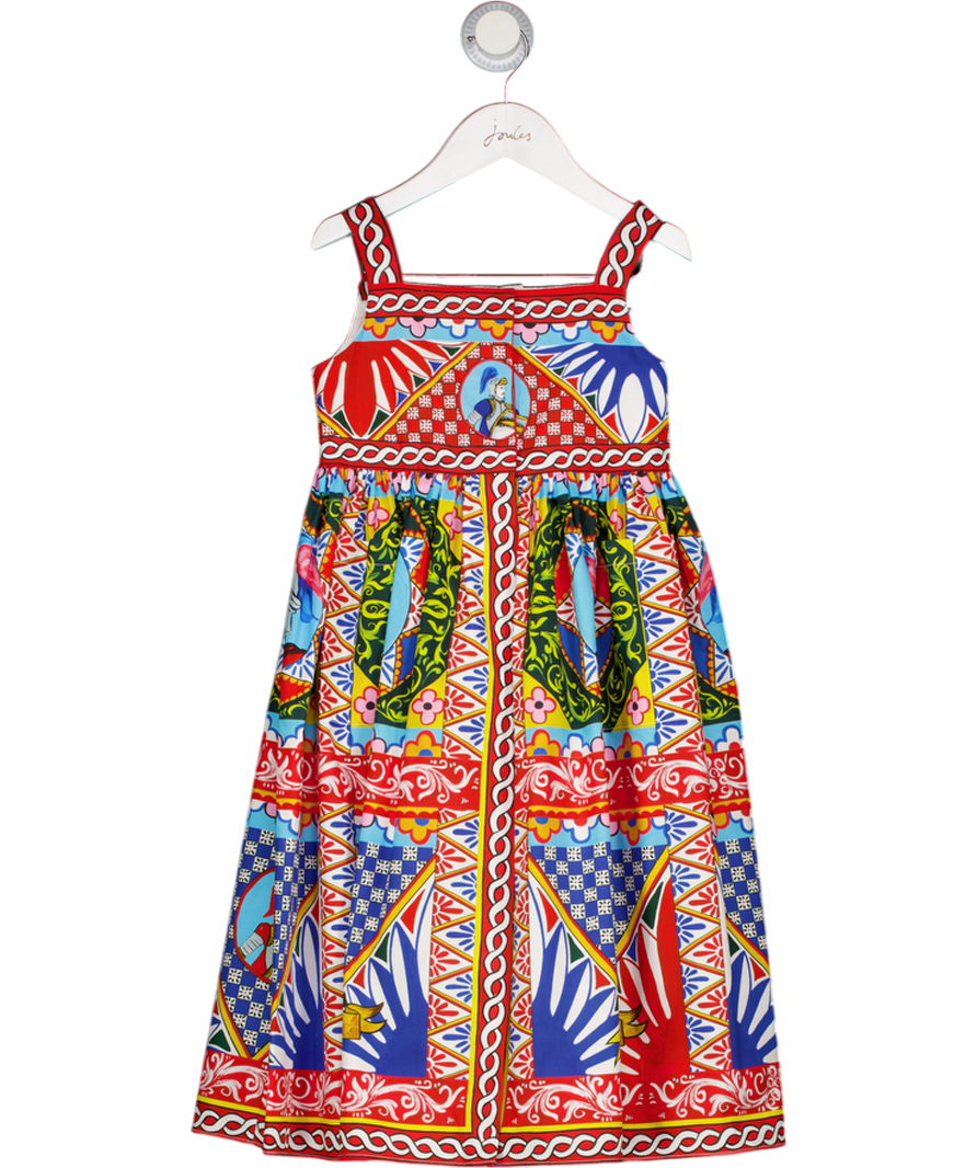 DOLCE & GABBANA Multicoloured Kids Carretto-print Poplin Dress 6 Years