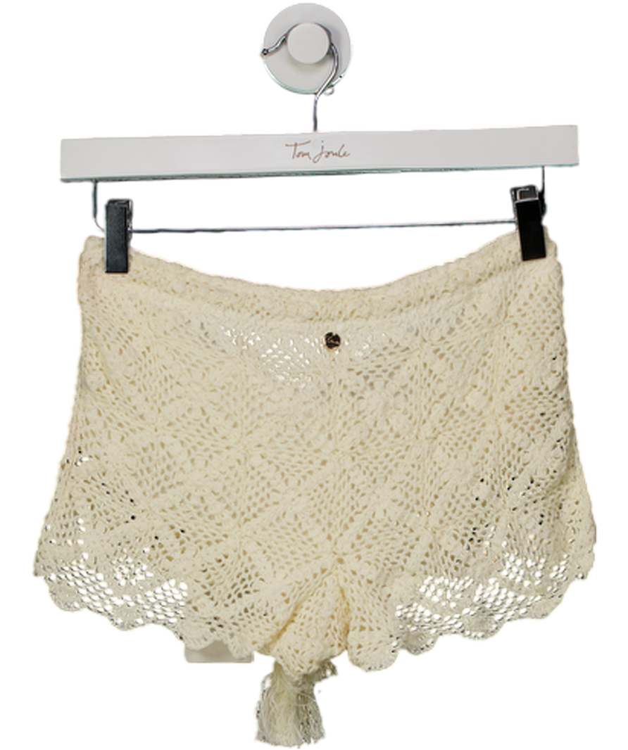 BAMBA SWIM Cream Crochet Knot Lagoon Shorts UK M/L