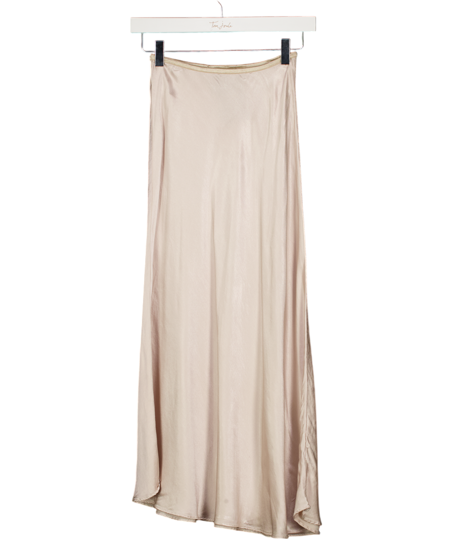 ZARA Champagne Beige Satin Slip Midi Skirt UK XS