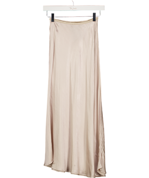 ZARA Champagne Beige Satin Slip Midi Skirt UK XS