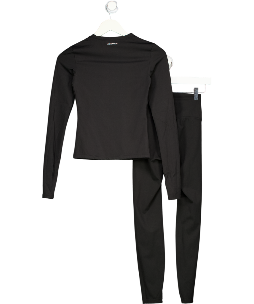 ADANOLA Black 2-piece Activewear Leggings And Long Sleeve Top Set UK XS