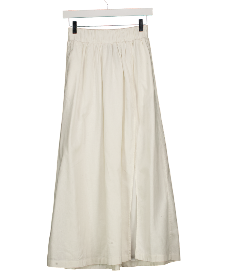 Abercrombie & Fitch White Linen Blend Split Midi Skirt UK XS