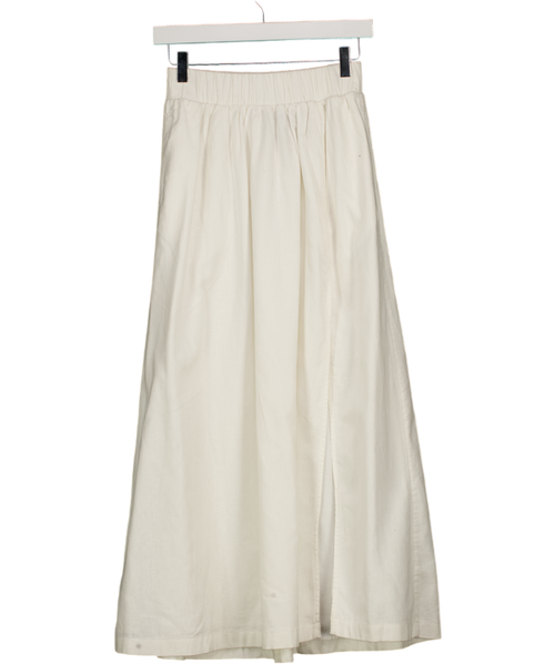 Abercrombie & Fitch White Linen Blend Split Midi Skirt UK XS