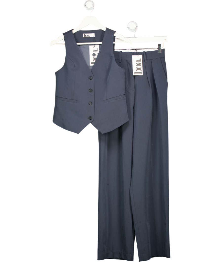 BOA 2-piece Grey Blue Boxy Waistcoat And Longline Dad Trouser Set UK S