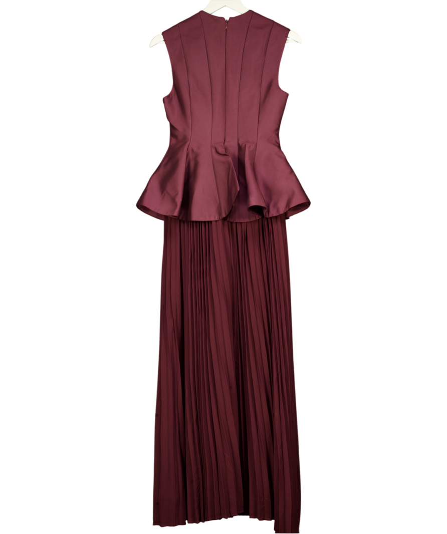 Arrange Purple Structured Waisted Maxi Dress With Contrast Pleated Skirt UK 6