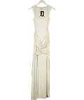 OH POLLY Cream Nayeli Square-neck Tie-gather Maxi Dress In Pearl UK S