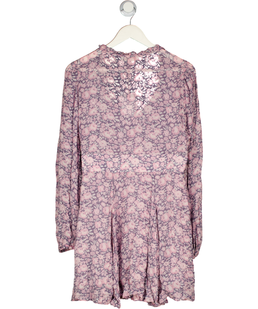 LOVESHACKFANCY Pink Cassidy Floral-print Georgette Mini Dress Us10 UK 14