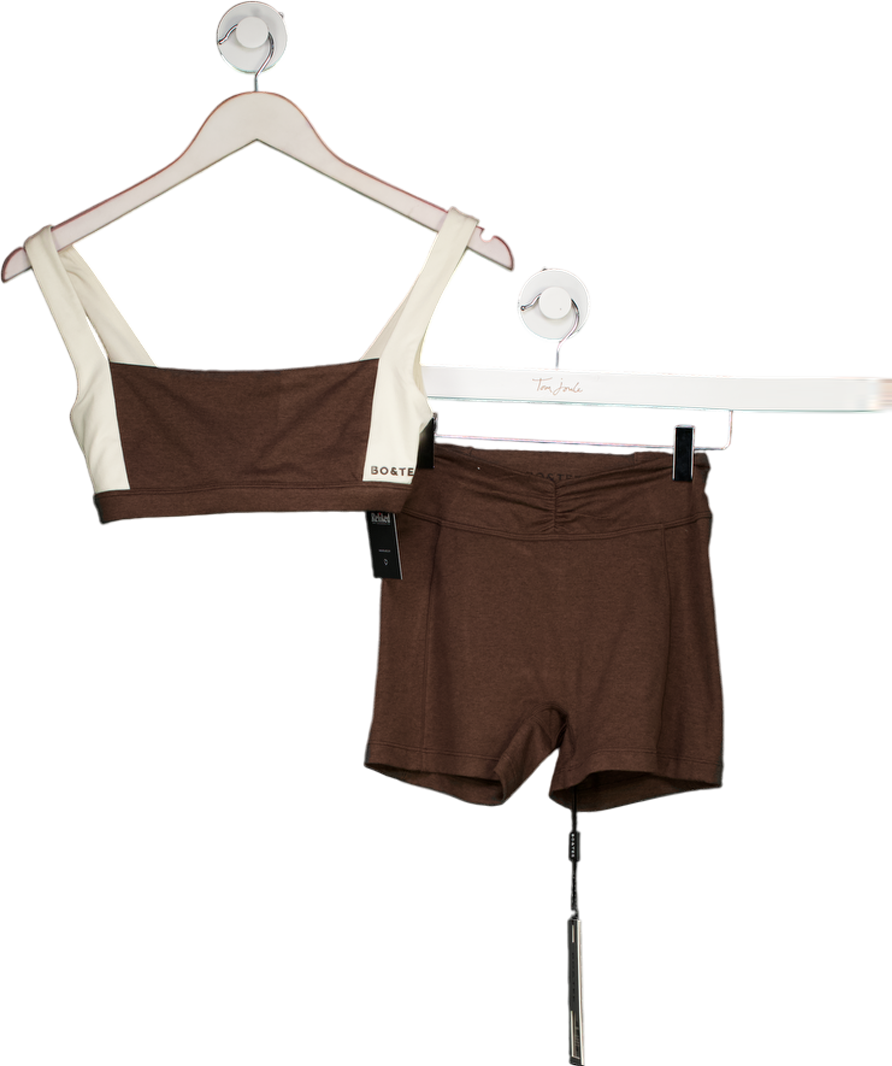 Bo + Tee Brown Ruched Set In Pecan Marl UK XS