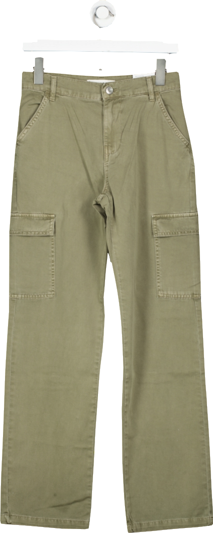MANGO Green Low Waist Full Length Cargo Loose Fit Cargo Trousers UK 6