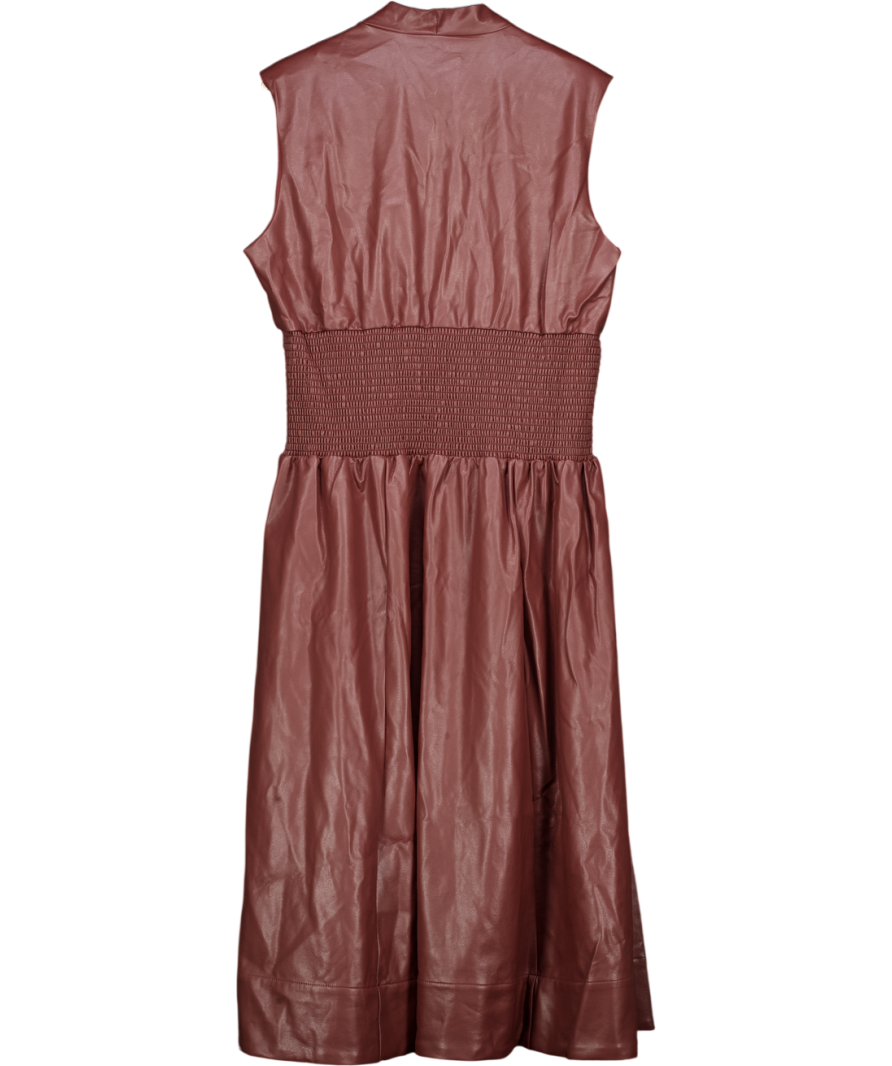 BY ANTHROPOLOGIE Wine Red Tommie Cap-sleeve Smocked Front-zip Shirt Dr – Reliked