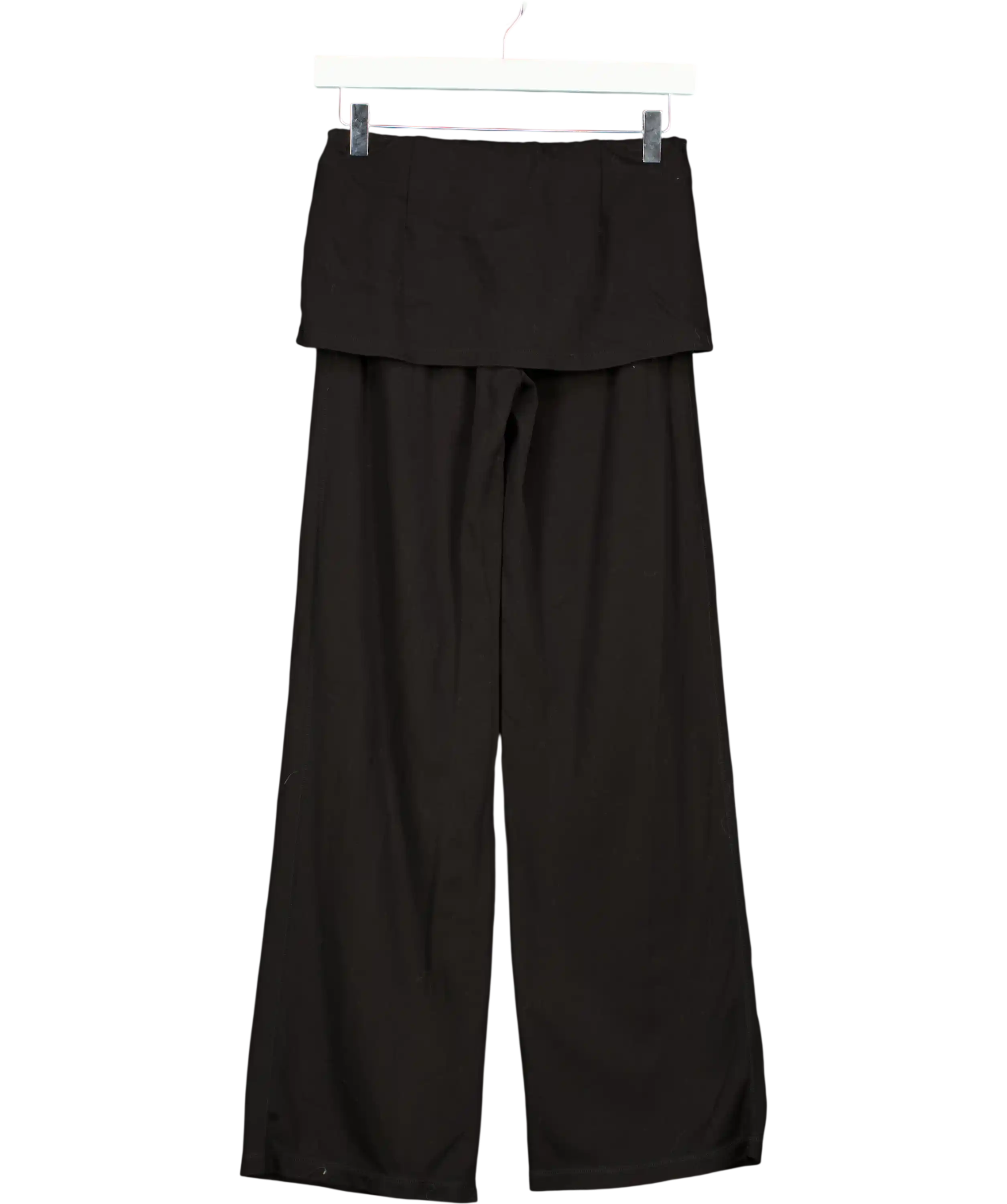 Ra everyday Black Layered Waist Cropped Flared Pants UK S