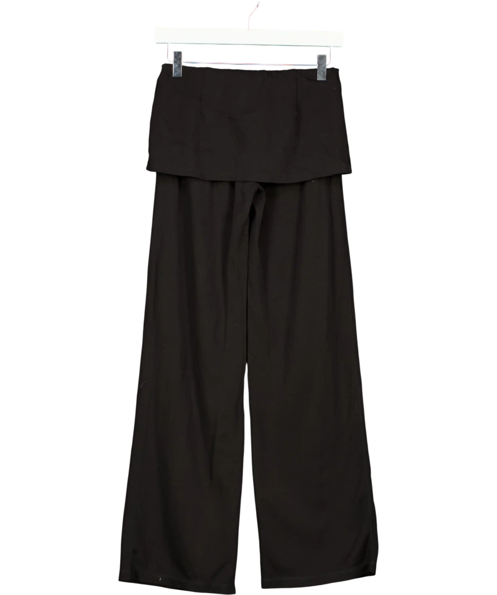 Ra everyday Black Layered Waist Cropped Flared Pants UK S