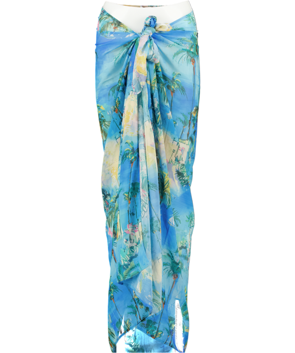 Sydney lane Blue Clovelly Long Sarong Positano Print One Size