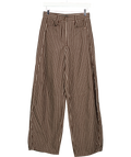 ME + EM Chocolate Brown / Cream Stripe Extreme Seam Barrel Jeans W24