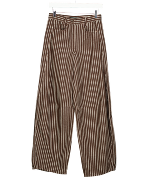 ME + EM Chocolate Brown / Cream Stripe Extreme Seam Barrel Jeans W24