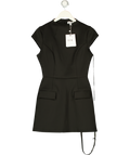 LEAU Black Cote Cap Sleeve Pocket Mini Dress UK M