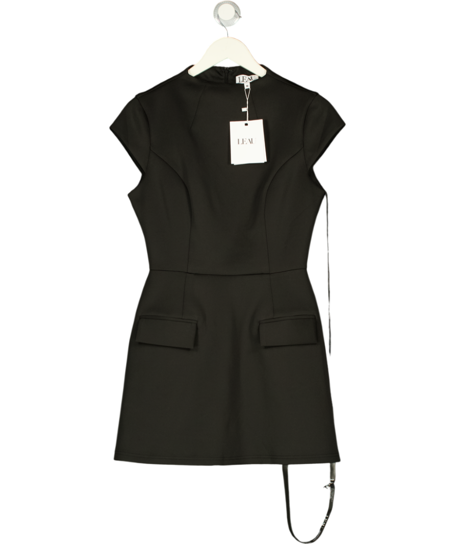 LEAU Black Cote Cap Sleeve Pocket Mini Dress UK M
