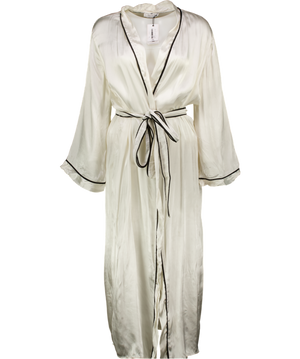 LEOCE White Luxury 100%  Silk Dressing Gown UK M