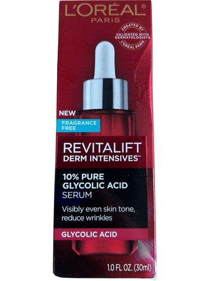 L'Oreal Paris Revitalift 10% Pure Glycolic Acid Serum, Fragrance-Free Skin Care, 1 Oz