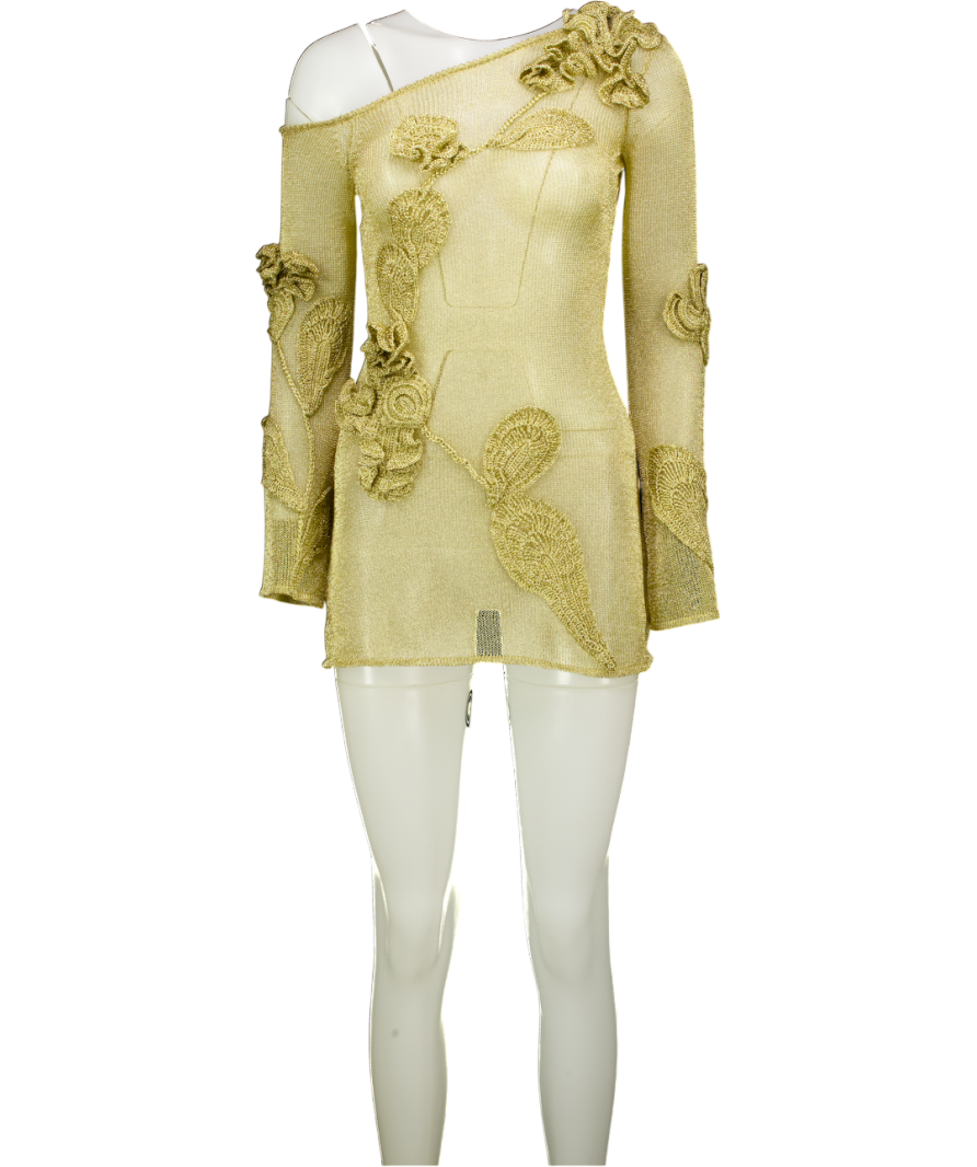 CULT GAIA Metallic Gold Bowie Knit Minidress UK XXS