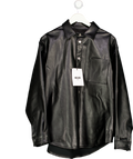 MSGM Black Structured Faux Leather Pocket Shirt Sz41 UK XL
