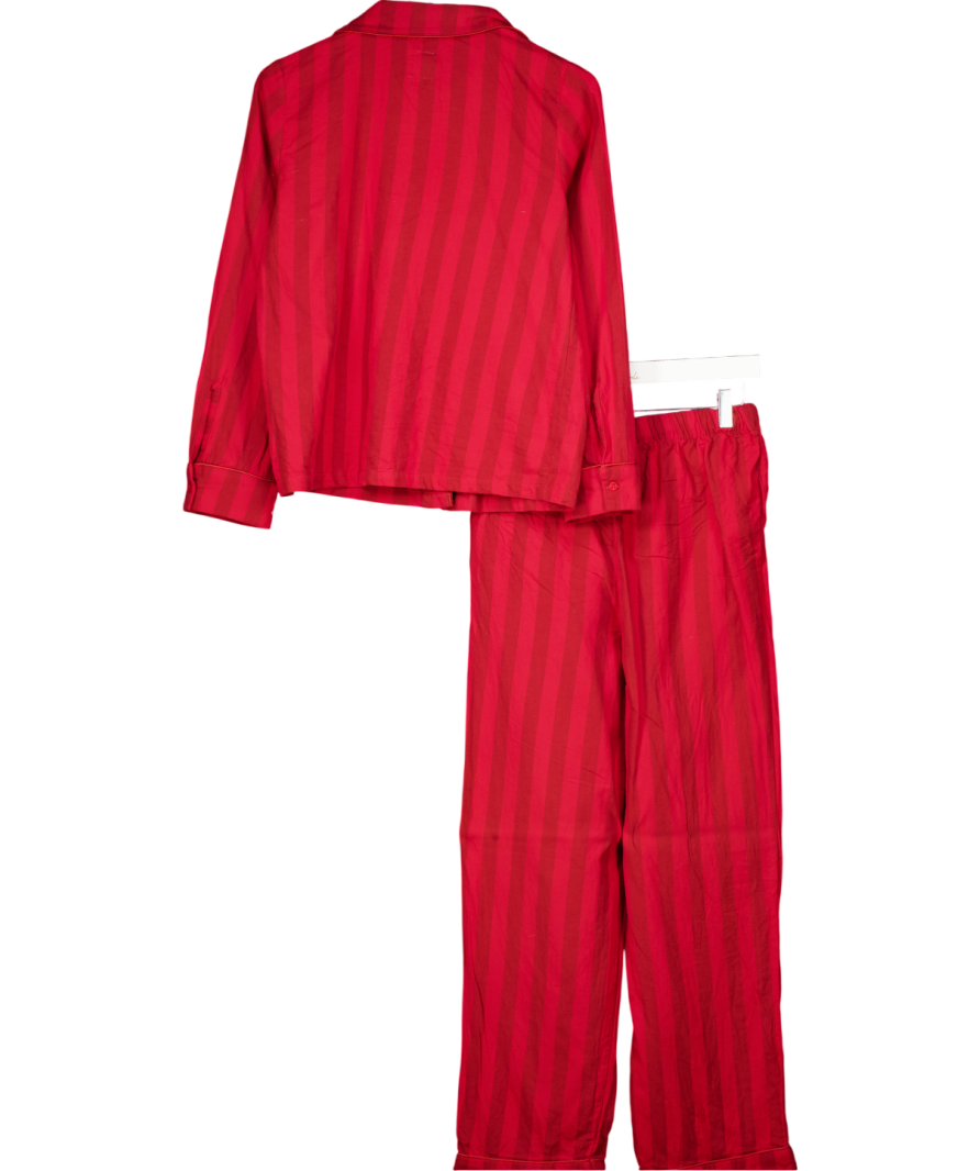 Chelsea Peers Red Organic Cotton Stripe Long Pyjama Set UK 8