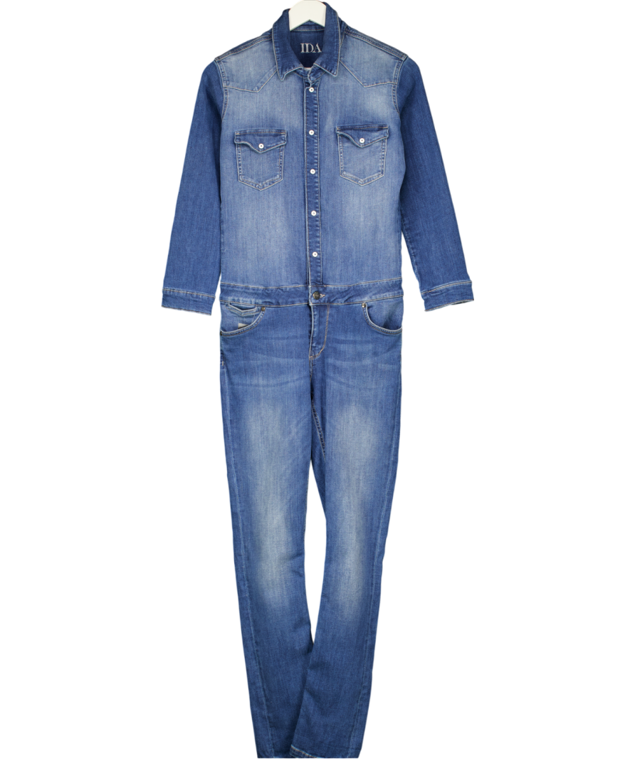 DONNA IDA Blue Denim Sadie Jumpsuit UK XS