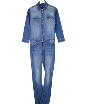 DONNA IDA Blue Denim Sadie Jumpsuit UK XS