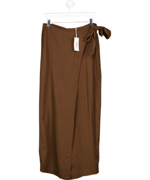 Next Brown Linen Maxi Sarong Skirt UK 10
