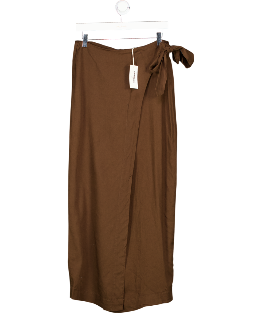 Next Brown Linen Maxi Sarong Skirt UK 10