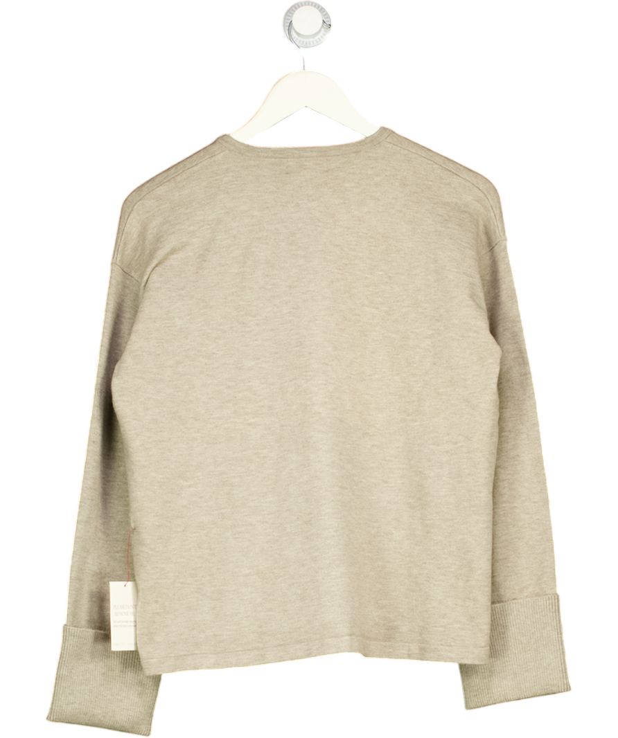 PRETTY LAVISH Beige Knit Cardigan With Mother Of Pearl Buttons UK XS