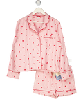 GAP Pink X Summer Fridays Pink/red Relaxed Flannel Hearts Shortie Pyjama Set UK XS