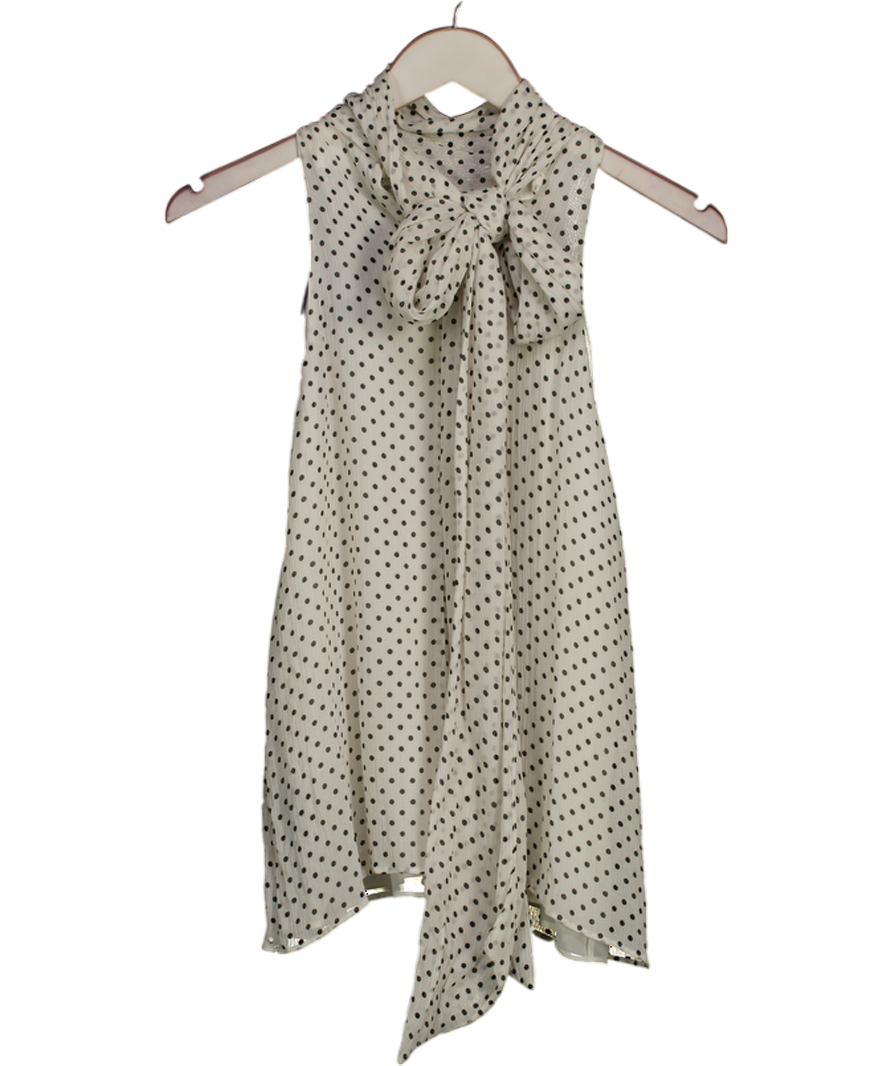 ZARA Ivory White / Black Zw Collection Polka Dot Halter Top UK S