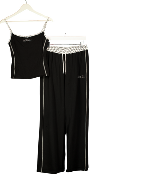 WHITE FOX Black 2=piece Pure Attraction Vest Top & Jogger Set UK M