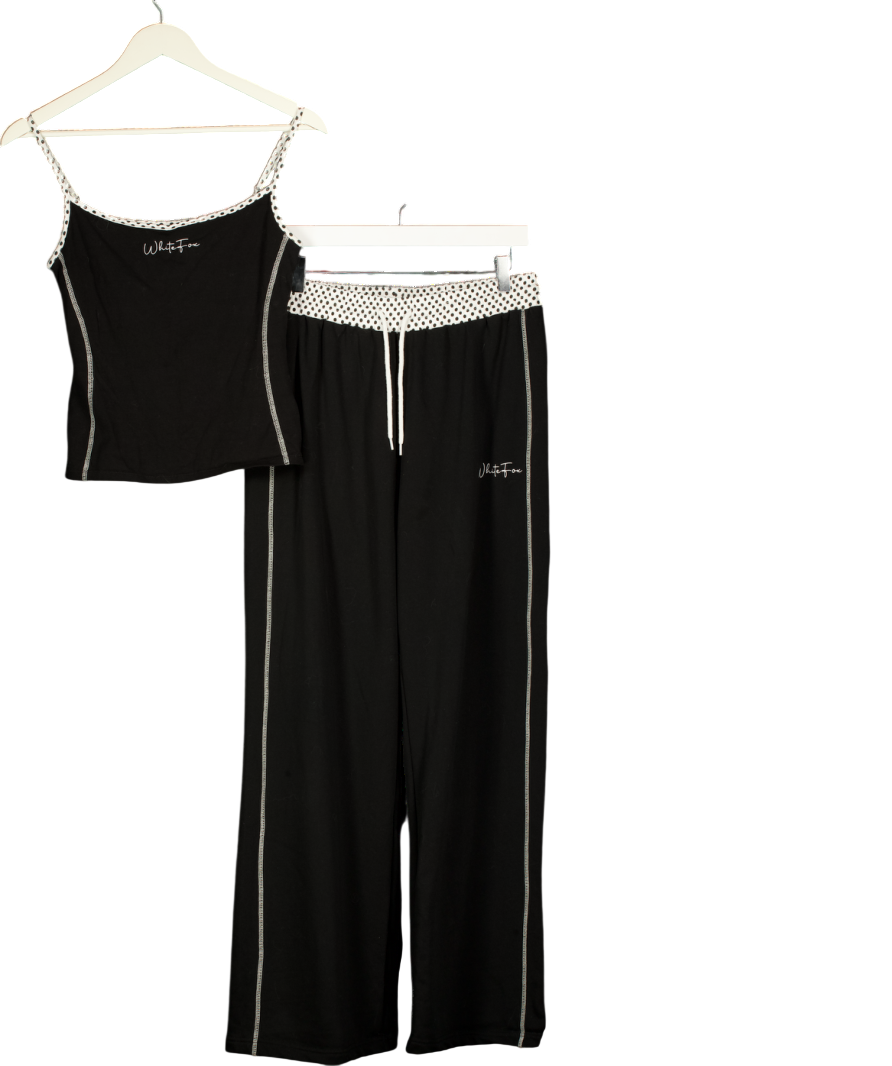 WHITE FOX Black 2=piece Pure Attraction Vest Top & Jogger Set UK M