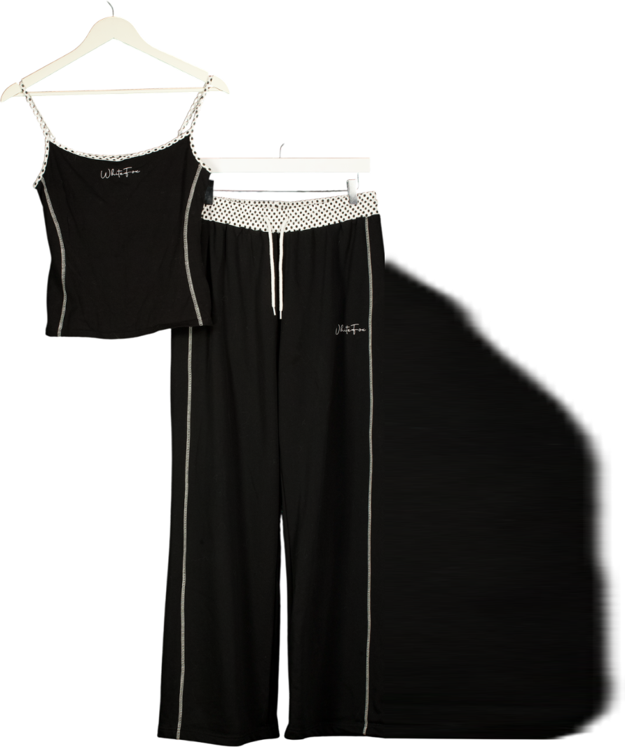 WHITE FOX Black 2=piece Pure Attraction Vest Top & Jogger Set UK M