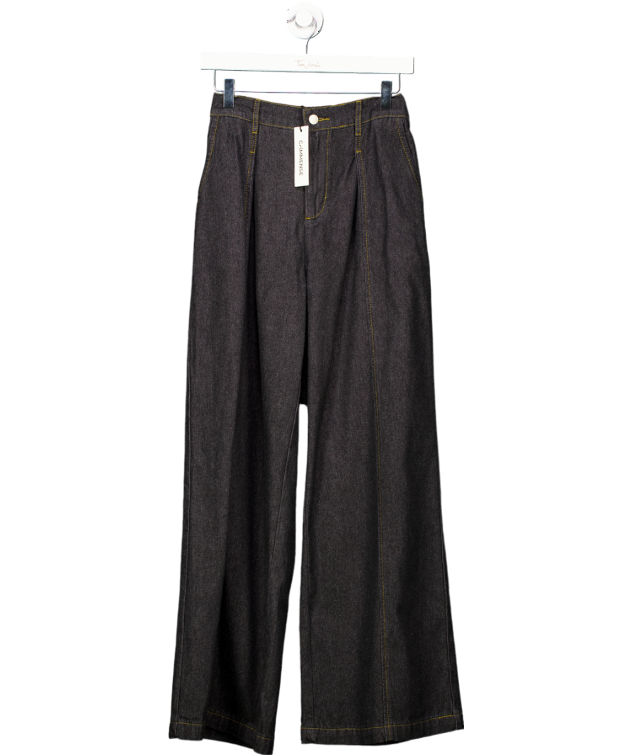 PROBLEM AI CHANGE BRAND Sandro Black Denim Wide Leg Trousers UK 10