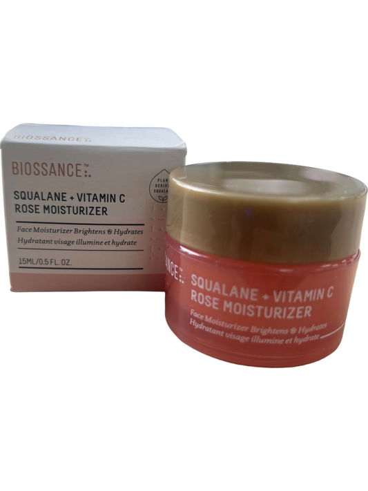 Biossance Squalane + Vitamin C Rose Moisturizer Brightens & Hydrates 15mL