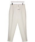 ZARA White High Waisted Tapered Tailored Trousers UK L