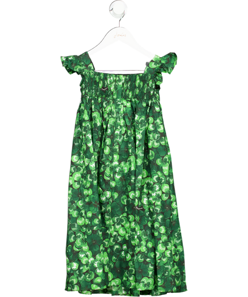 DOLCE & GABBANA Green Printed Poplin Ruffled Sleeve Dress 4 Years