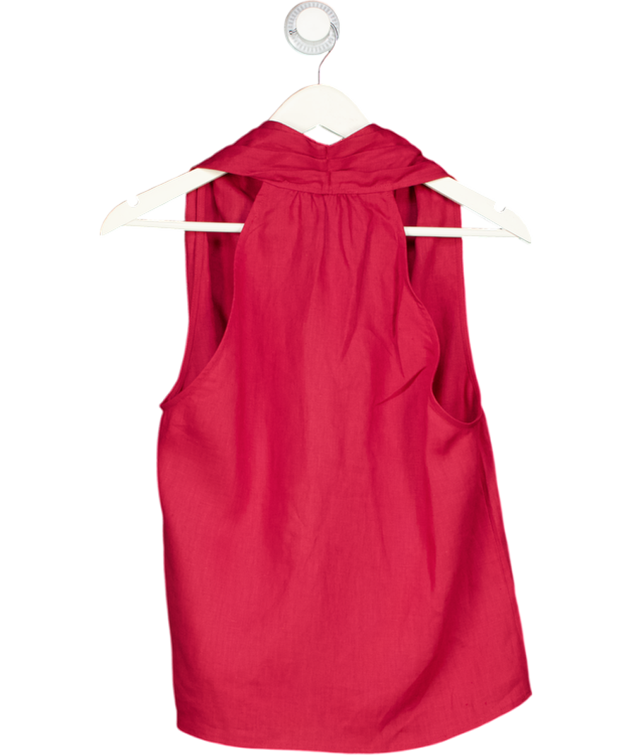 MINT VELVET Dark Red Linen Halter Top UK S