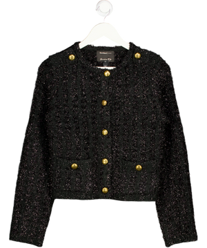 RIVER ISLAND Black Sparkle Military Detail Cardigan UK S