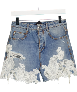 ERMANNO SCERVINO Blue Denim And Lace Shorts W26/27 UK XS
