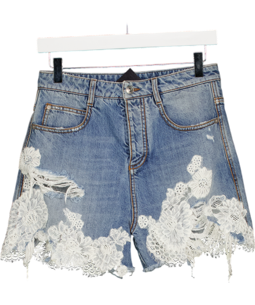 ERMANNO SCERVINO Blue Denim And Lace Shorts W26/27 UK XS