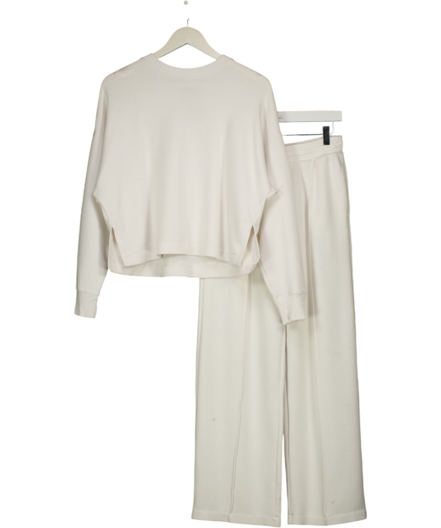 M&S Autograph White 2-piece Supersoft Sweatshirt And Wide Leg Jogger Set UK S