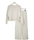 M&S Autograph White 2-piece Supersoft Sweatshirt And Wide Leg Jogger Set UK S